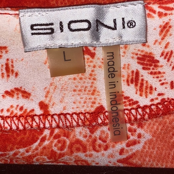 Women’s Red Orange Summer Long Sleeve Blouse - LARGE - Picture 5 of 6